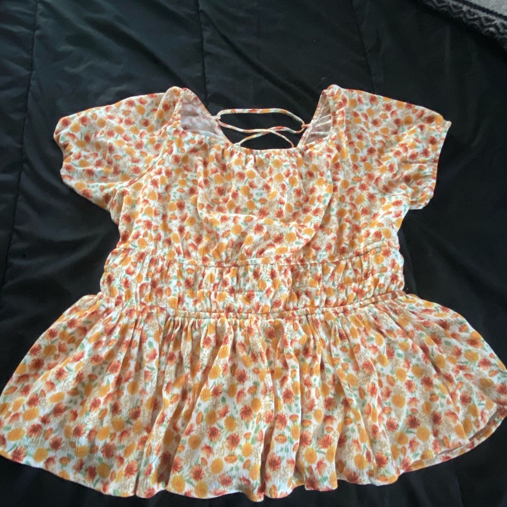 Torrid Floral Top - Orange and White